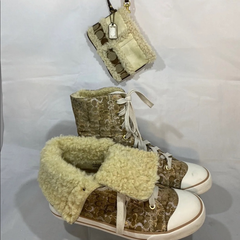 Coach sneakers, Beige/Brown, size 8.5